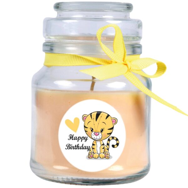 HS Candle Duftkerze & Glas Happy Birthday Bonbon Vanille Tiger