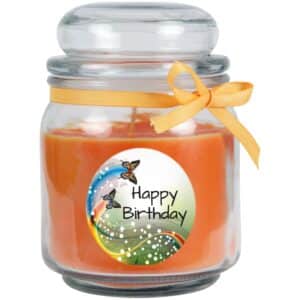 HS Candle Duftkerze & Glas Happy Birthday Honigmelone Schmetterling
