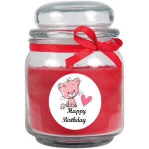 HS Candle Duftkerze & Glas Happy Birthday Katze Rose
