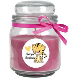 HS Candle Duftkerze & Glas Happy Birthday Lavendel Tiger
