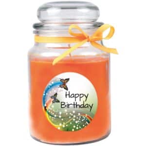 HS Candle Duftkerze & Glas Happy Birthday Schmetterling Honigmelone