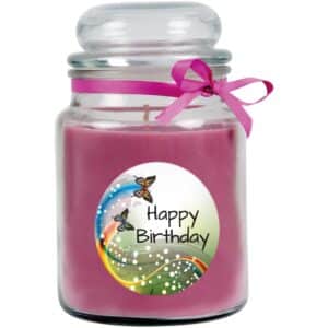HS Candle Duftkerze & Glas Happy Birthday Schmetterling Lavendel