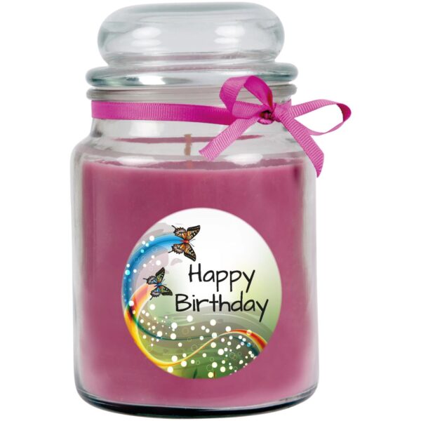 HS Candle Duftkerze & Glas Happy Birthday Schmetterling Lavendel