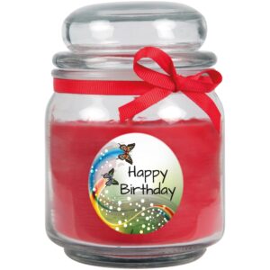 HS Candle Duftkerze & Glas Happy Birthday Schmetterling Rose