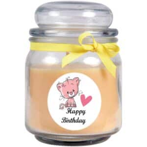 HS Candle Duftkerze & Glas Happy Birthday Vanille Katze