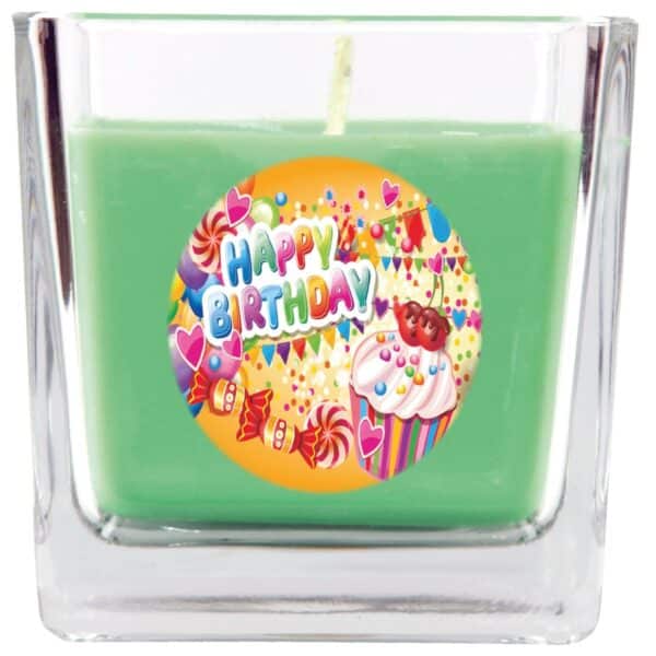 HS Candle Duftkerze & Glas Happy Birthday Viereck Coconut Limes Cupcake