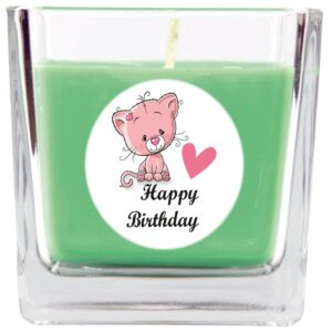 HS Candle Duftkerze & Glas Happy Birthday Viereck Coconut Limes Katze