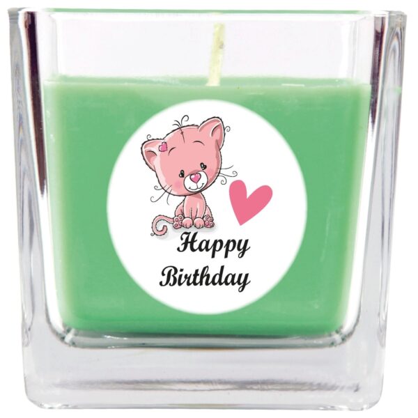 HS Candle Duftkerze & Glas Happy Birthday Viereck Coconut Limes Katze