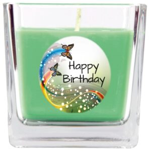 HS Candle Duftkerze & Glas Happy Birthday Viereck Coconut Limes Schmetterling