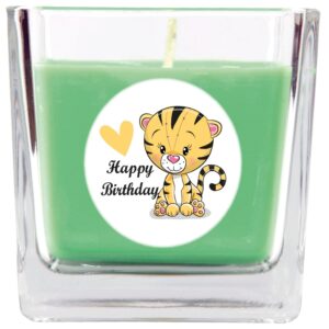HS Candle Duftkerze & Glas Happy Birthday Viereck Coconut Limes Tiger