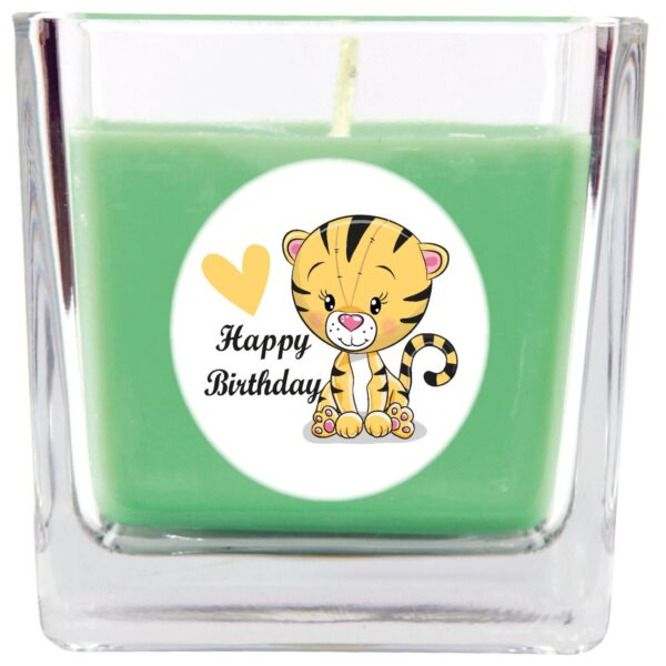 HS Candle Duftkerze & Glas Happy Birthday Viereck Coconut Limes Tiger
