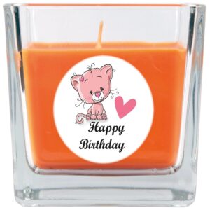 HS Candle Duftkerze & Glas Happy Birthday Viereck Honigmelone Katze