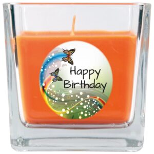 HS Candle Duftkerze & Glas Happy Birthday Viereck Honigmelone Schmetterling