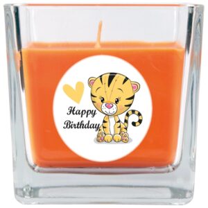 HS Candle Duftkerze & Glas Happy Birthday Viereck Honigmelone Tiger