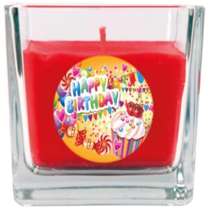 HS Candle Duftkerze & Glas Happy Birthday Viereck Rose Cupcake