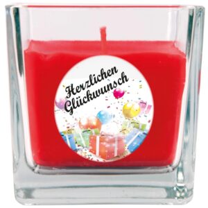 HS Candle Duftkerze & Glas Happy Birthday Viereck Rose Geschenke