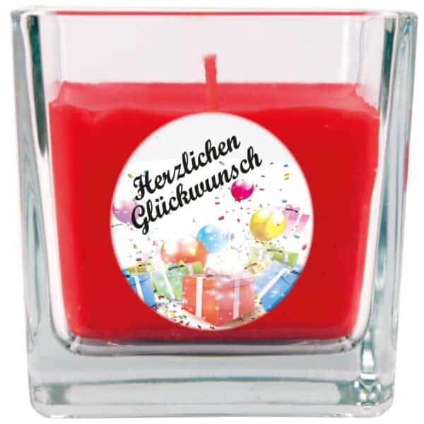 HS Candle Duftkerze & Glas Happy Birthday Viereck Rose Geschenke