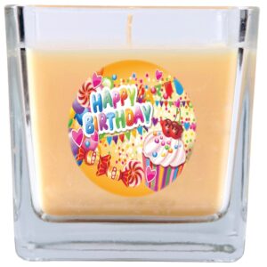 HS Candle Duftkerze & Glas Happy Birthday Viereck Vanille Cupcake
