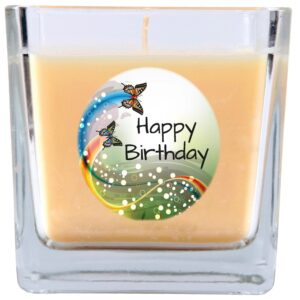 HS Candle Duftkerze & Glas Happy Birthday Viereck Vanille Schmetterling