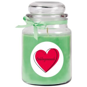 HS Candle Duftkerze & Glas Herzen Kokos Grün