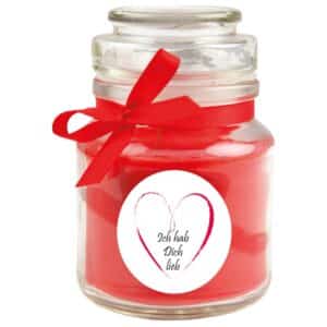 HS Candle Duftkerze & Glas Herzen Rose Rot