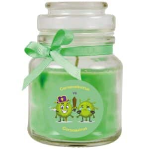 HS Candle Duftkerze & Glas Karneval Grün Bonbon 30h