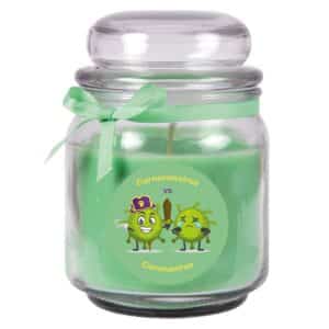 HS Candle Duftkerze & Glas Karneval Grün Bonbon 70h