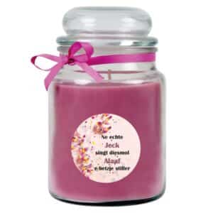 HS Candle Duftkerze & Glas Karneval Lila Bonbon 110h