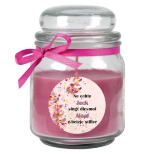 HS Candle Duftkerze & Glas Karneval Lila Bonbon 70h