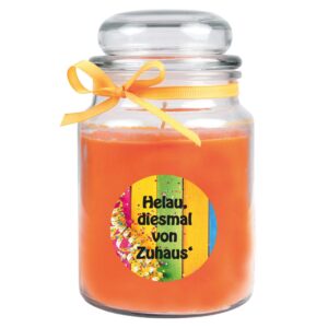 HS Candle Duftkerze & Glas Karneval Orange Bonbon 110h