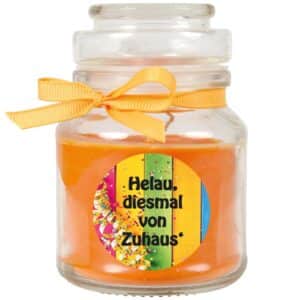 HS Candle Duftkerze & Glas Karneval Orange Bonbon 30h