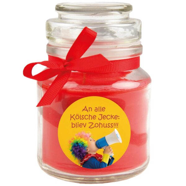 HS Candle Duftkerze & Glas Karneval Rot Bonbon 30h