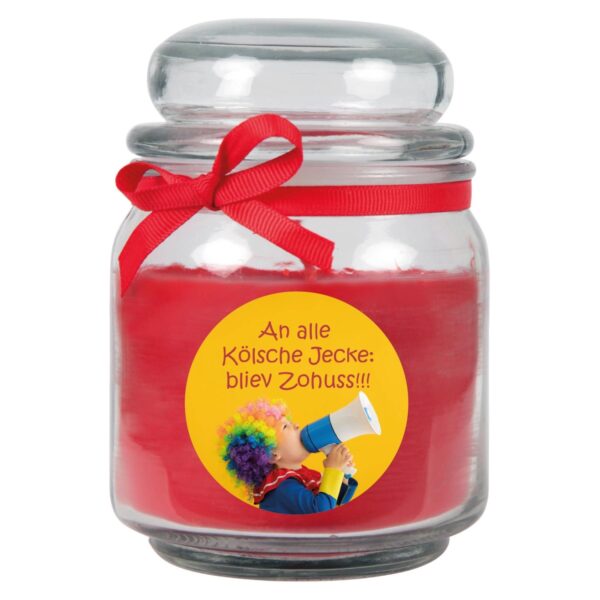 HS Candle Duftkerze & Glas Karneval Rot Bonbon 70h