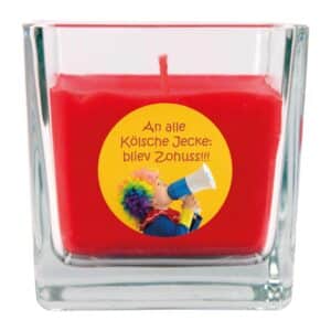 HS Candle Duftkerze & Glas Karneval Rot Viereck 50h