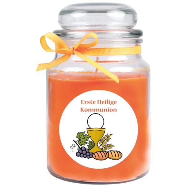 HS Candle Duftkerze & Glas Kommunion Honigmelone Orange