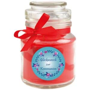 HS Candle Duftkerze & Glas Kommunion Rose Rot
