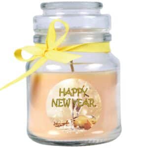 HS Candle Duftkerze & Glas Neujahr Creme Bonbon 30h