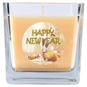 HS Candle Duftkerze & Glas Neujahr Creme Bonbon 50h