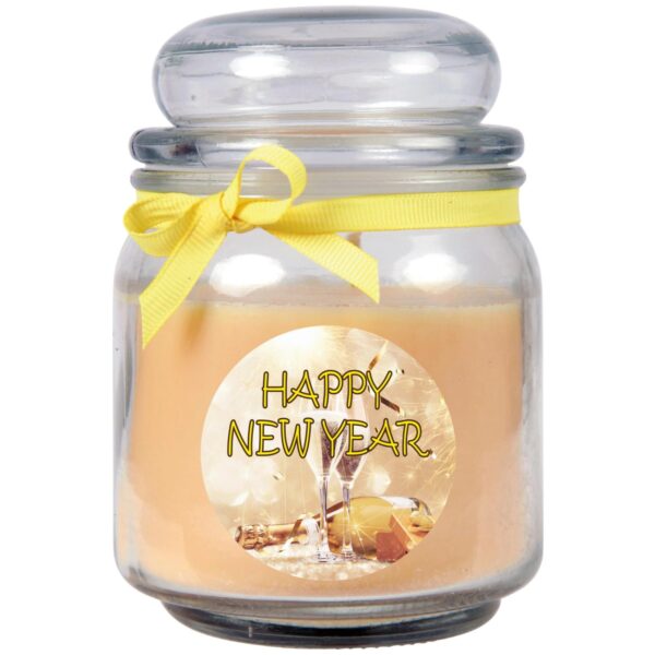HS Candle Duftkerze & Glas Neujahr Creme Bonbon 70h