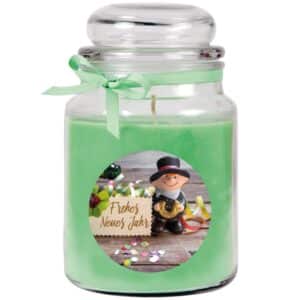 HS Candle Duftkerze & Glas Neujahr Grün Bonbon 110h