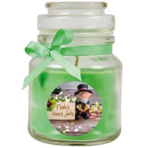 HS Candle Duftkerze & Glas Neujahr Grün Bonbon 30h