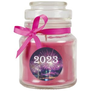 HS Candle Duftkerze & Glas Neujahr Lila Bonbon 30h
