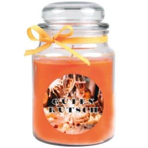 HS Candle Duftkerze & Glas Neujahr Orange Bonbon 110h
