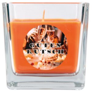 HS Candle Duftkerze & Glas Neujahr Orange Bonbon 50h