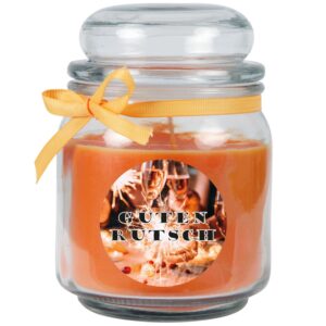 HS Candle Duftkerze & Glas Neujahr Orange Bonbon 70h
