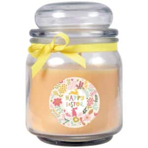 HS Candle Duftkerze & Glas Ostern Creme Bonbon 70h Happy Easter Blumen