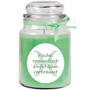 HS Candle Duftkerze & Glas Sternzeichen Coconut Limes 110 Stunden Fische