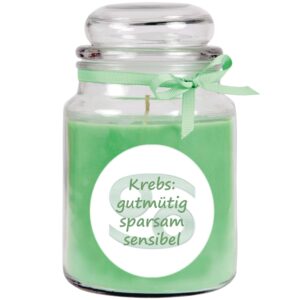 HS Candle Duftkerze & Glas Sternzeichen Coconut Limes 110 Stunden Krebs
