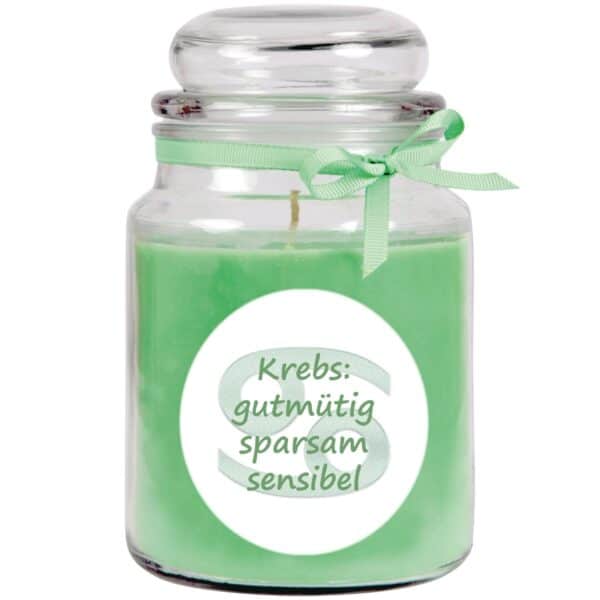 HS Candle Duftkerze & Glas Sternzeichen Coconut Limes 110 Stunden Krebs