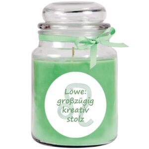 HS Candle Duftkerze & Glas Sternzeichen Coconut Limes 110 Stunden Löwe